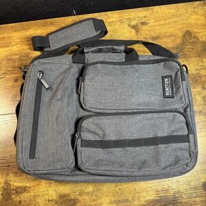 Kenneth‎ Cole Reaction Gray Laptop Messenger Bag Padded Sleeve Travel Briefcase